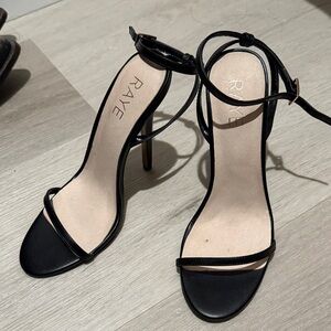 RAYE Elegant Black Ankle Strap Heels